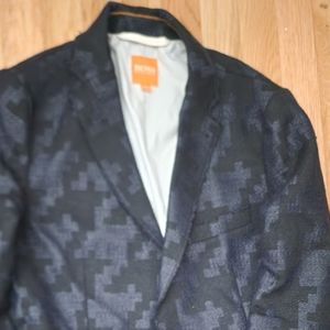 Mens Black textured wool blazer (Size 36 Regular)